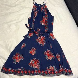 Joie silk navy floral mini dress